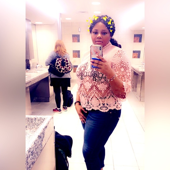 Bold Elements Pink Lace Blouse | EUC | XXL | 3/4 Sleeves - Picture 4 of 10